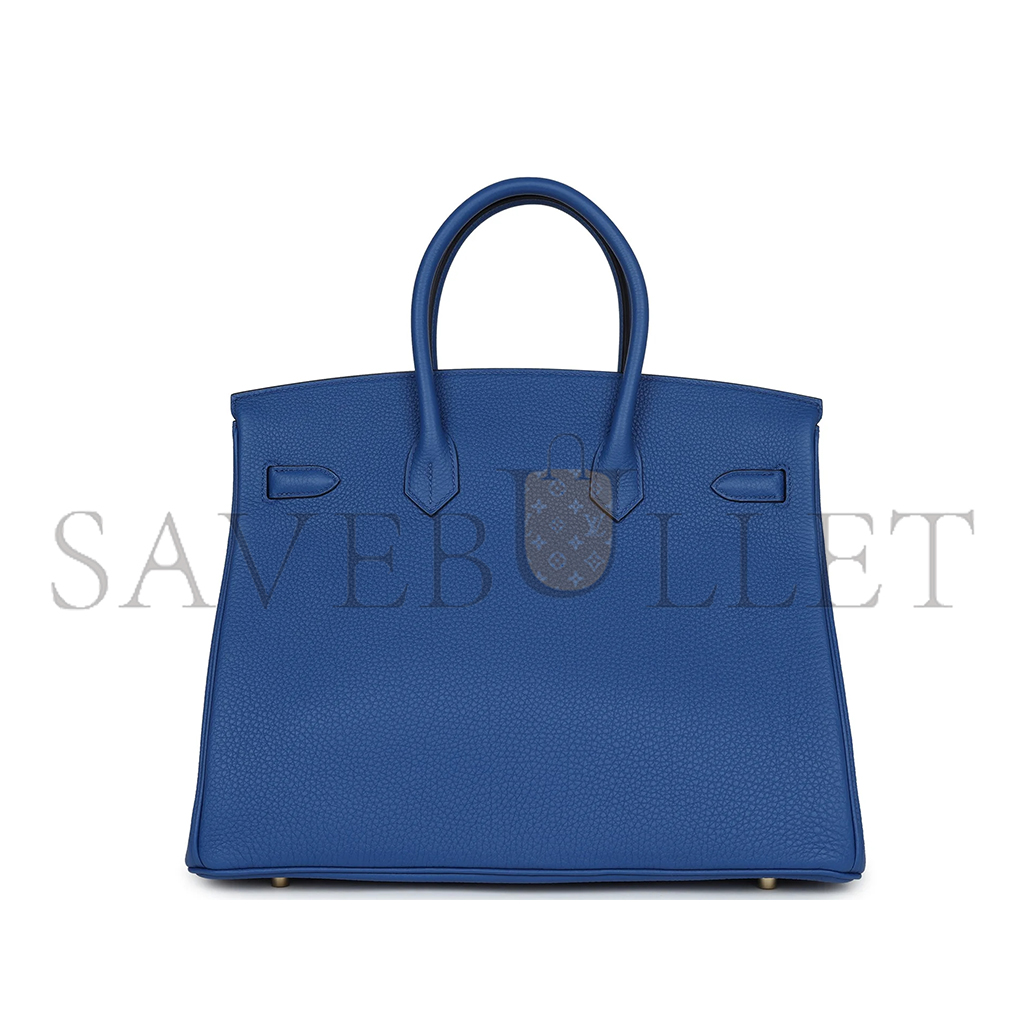 HERMÈS BIRKIN 35 BLEU ROYAL TOGO GOLD HARDWARE (35*28*18cm)